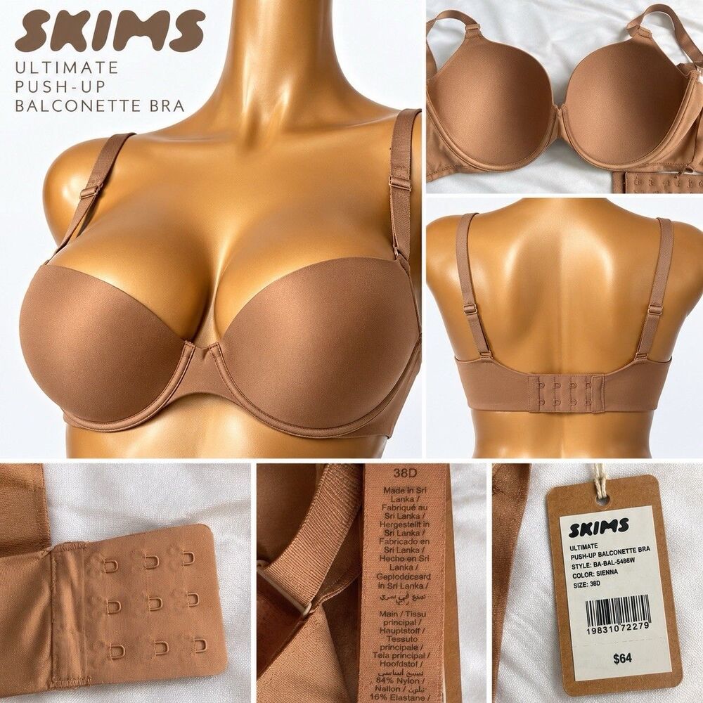 SKIMS Ultimate Push Up Balconette Bra 38D Nude NWT Underwire Padded NWT